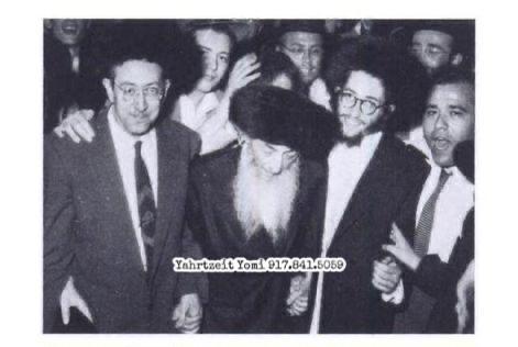 _At the wedding of his grandson Yosef Stern in 1954, with his son-in-law Yom Tov Lipman Stern and the Chosson. Shtreimels were worn by the father and grandfather specially for the occasion._